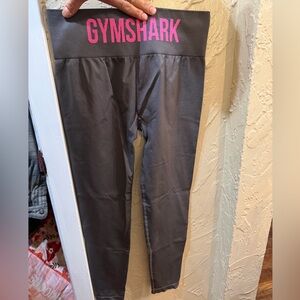 Gymshark Charcoal Leggings with Vibrant Pink Logo